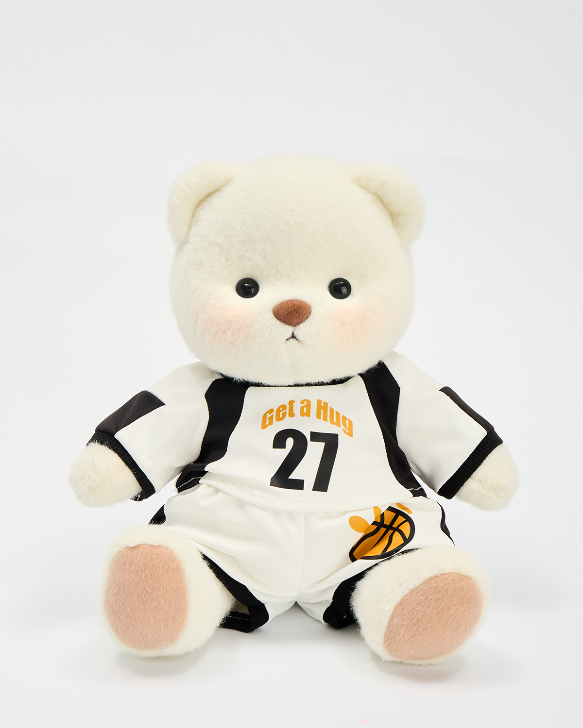 Getahug No. 27 White Basketball Jersey Bear | Handmade Jointed Stuffed Animal Gift