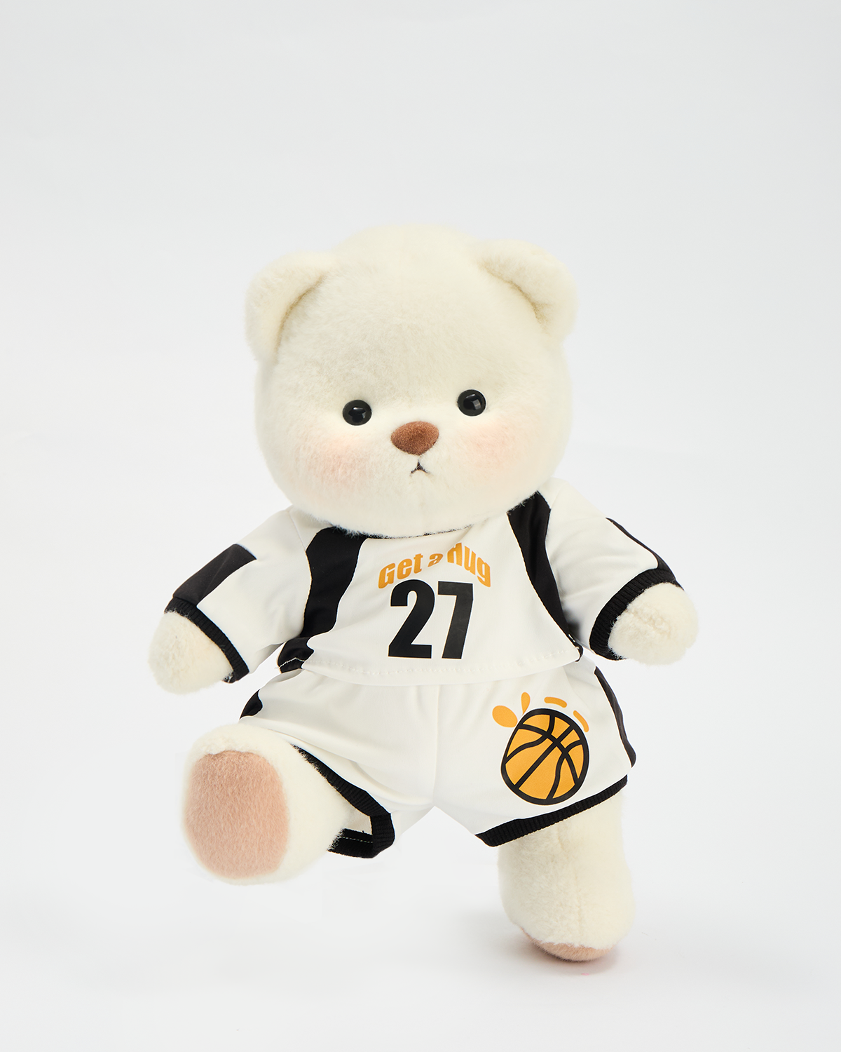 Getahug No. 27 White Basketball Jersey Bear | Handmade Jointed Stuffed Animal Gift