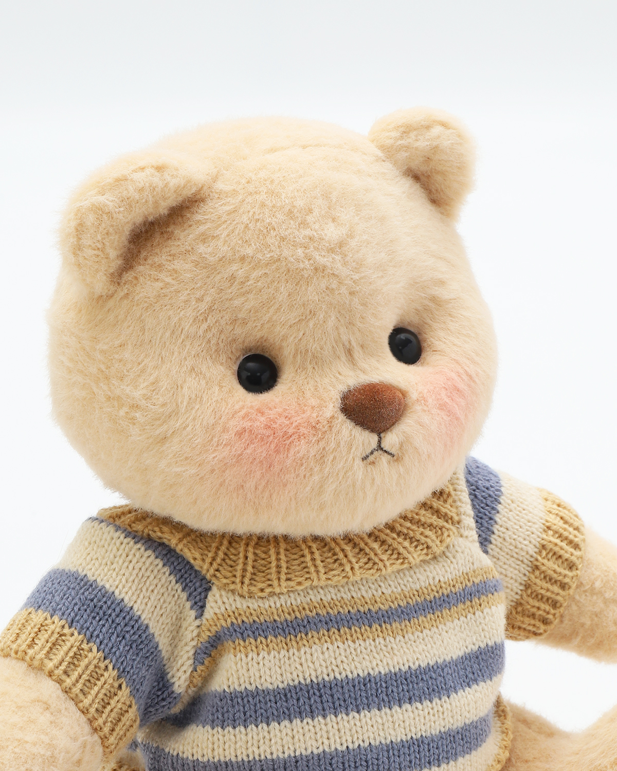 Getahug Blue Khaki Striped Sweater Bear | Handmade Jointed Stuffed Animal Gift