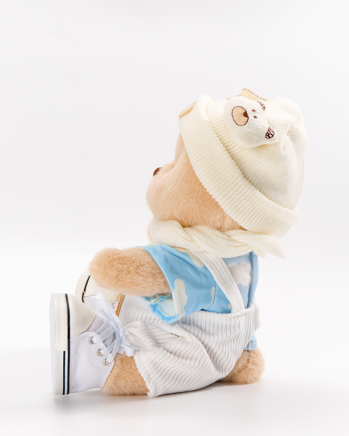 Getahug White Overalls Cool Bear | Handmade Jointed Teddy Bear Gift