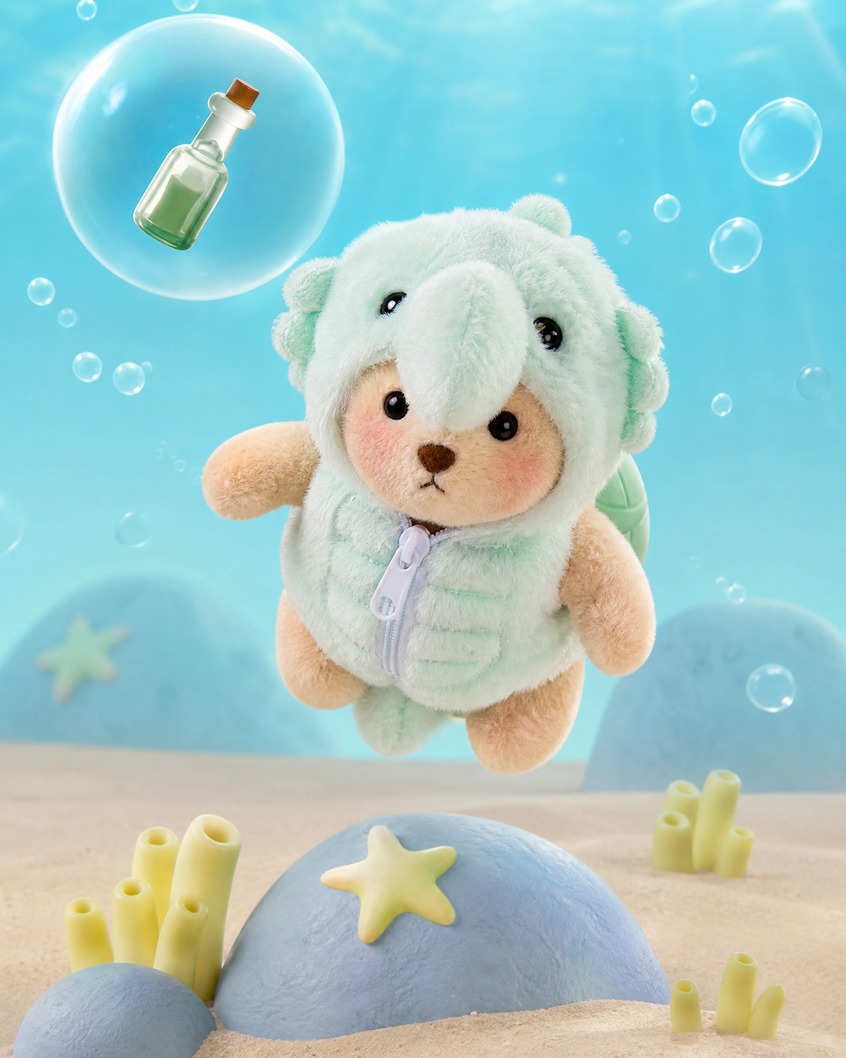 Getahug Seahorse Mini Bear Keychain | 5.9 Inches Plush Bag Charm Stuffed Animal Gift