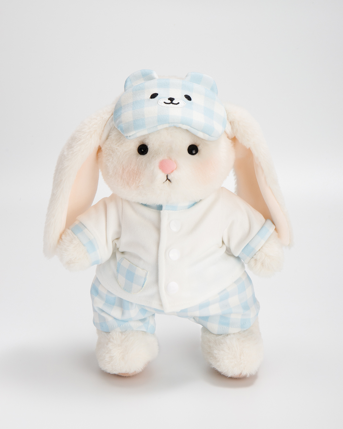 Getahug Blue and White Plaid Pajamas Bunny | Handmade Jointed Stuffed Animal Gift