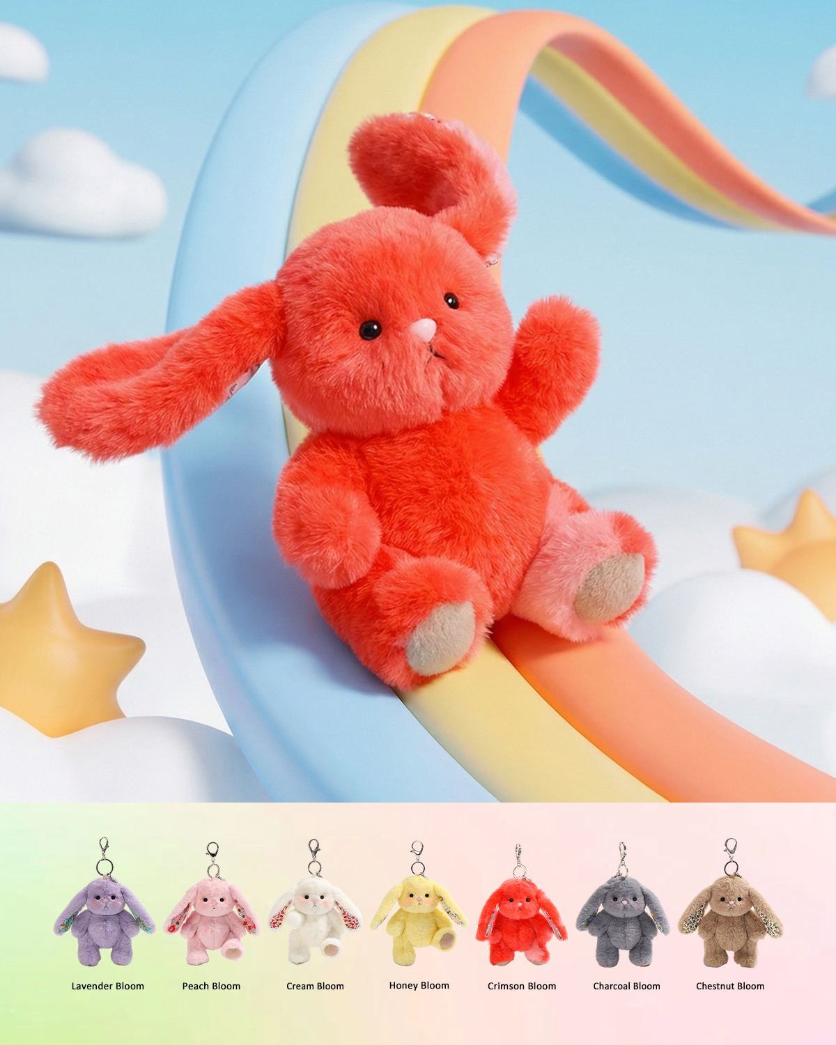 Getahug Rainbow Bloom Mini Bunny Blindbox | 5.9 Inches Plush Bag Charm Keychains Gift
