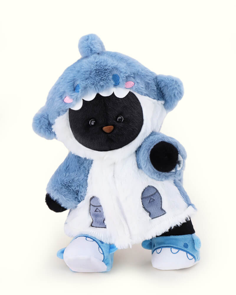 Getahug Fluffy Shark Black Bear | Handmade Jointed Teddy Bear Gift