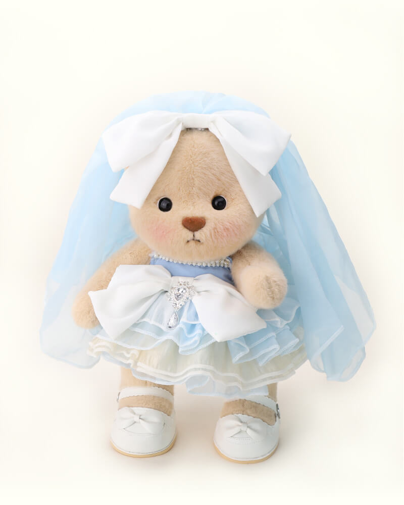 Bonbonjour♡Teddy - Ice Blue♡ Getahug Blue Ocean Heart Dress Bear | Handmade Jointed Teddy