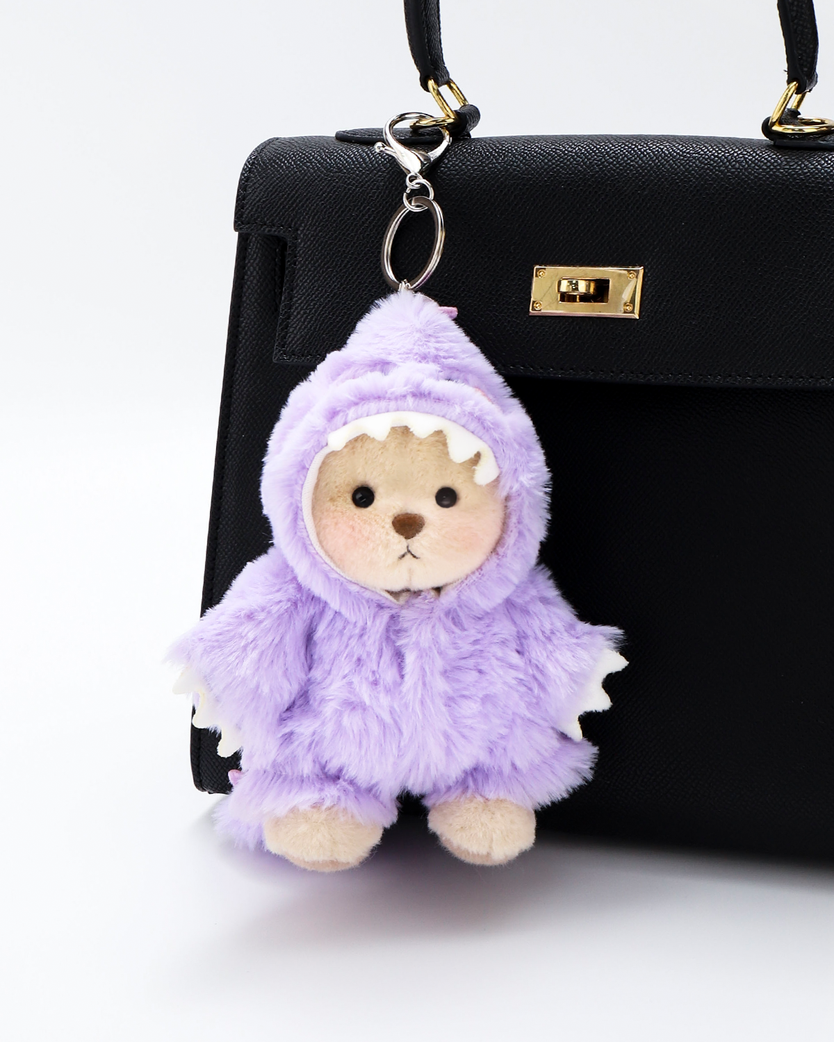 Getahug Purple Dino Mini Bear | 5.9 Inches Stuffed Animal Bag Charm Keychains Handmade Gift