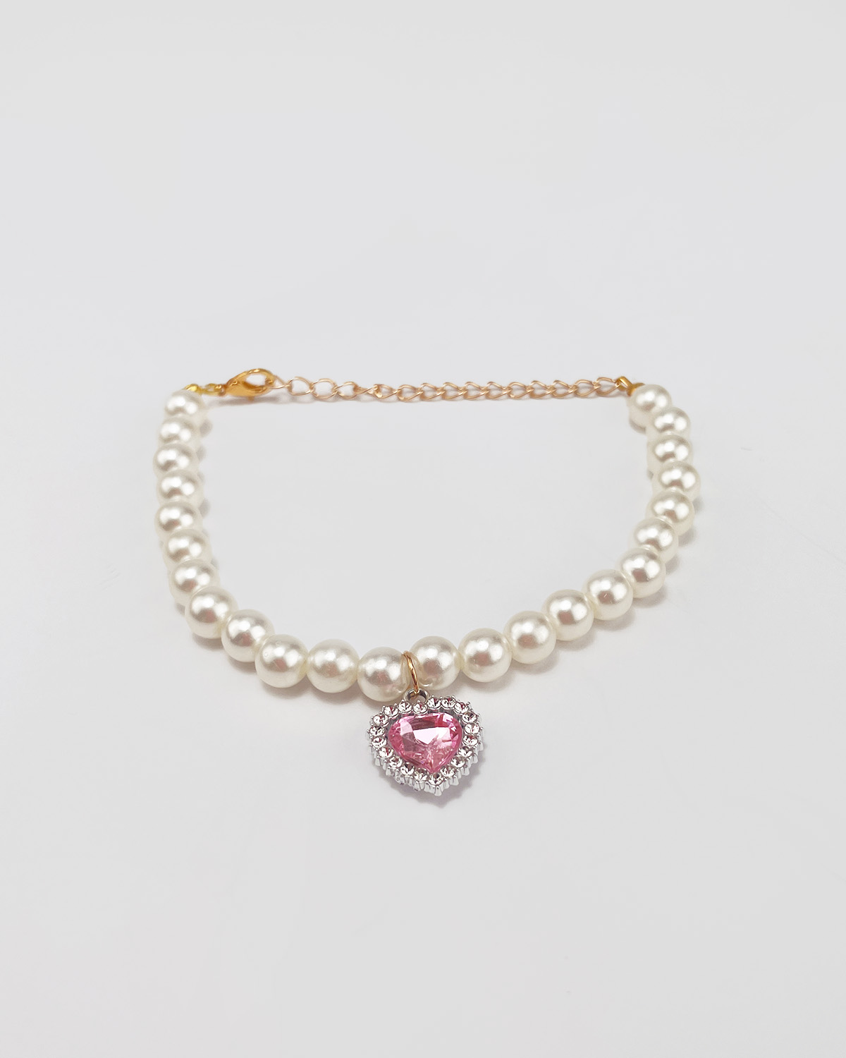 Pink Heart Pearl Necklace | Teddy Bear Clothes