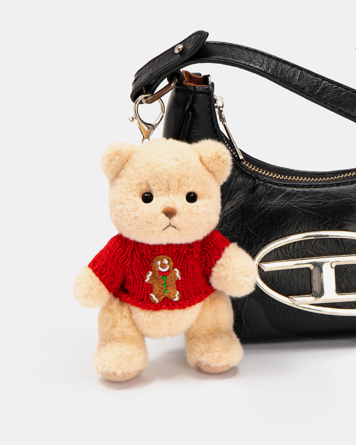 Getahug 5.9 Inches Christmas Gingerbread Man Sweater Brown Mini Bear Bag Charm Keychains Gift 