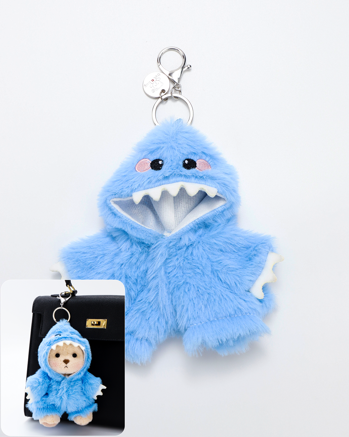 Blue Dino Bag Charm Keychains (Outfit Only) | 5.9 Inches Mini Teddy Bear Clothes