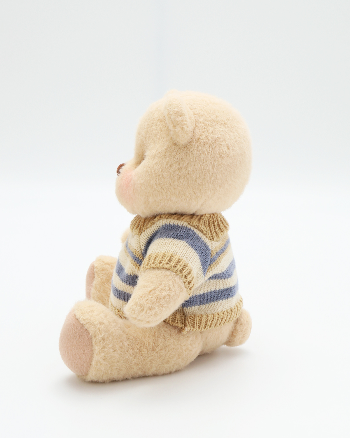 Getahug Blue Khaki Striped Sweater Bear | Handmade Jointed Stuffed Animal Gift