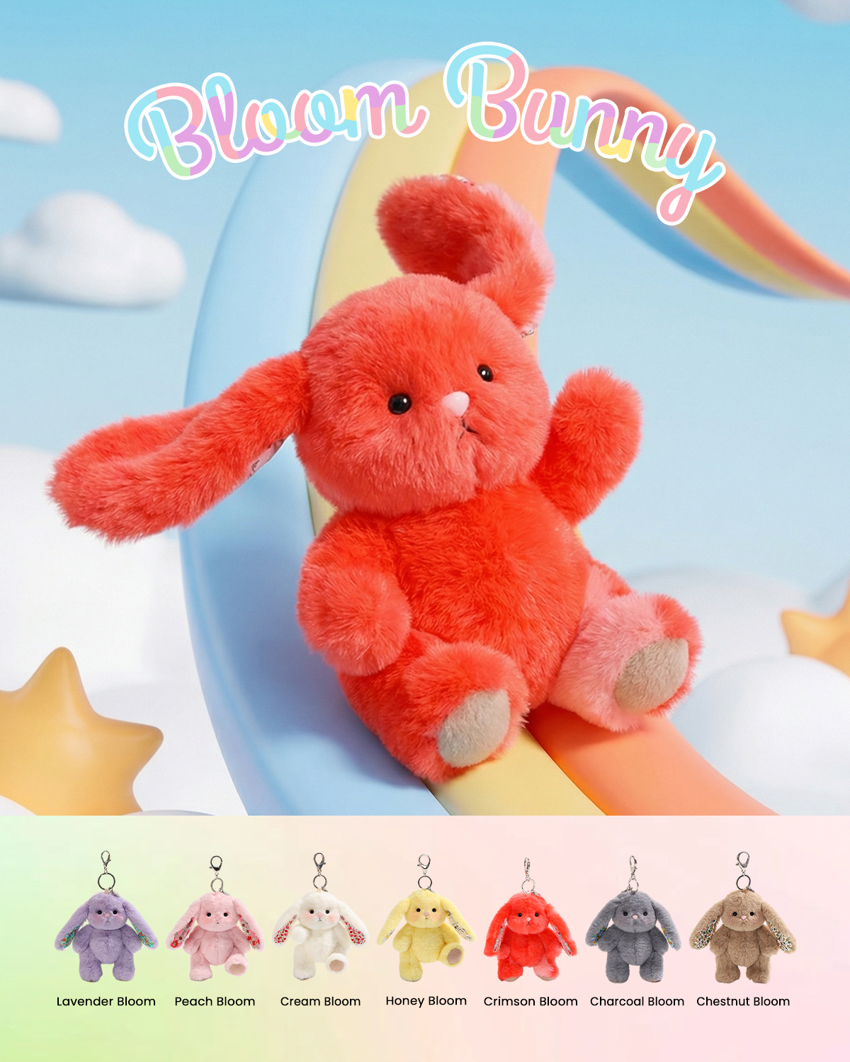 Getahug Rainbow Blossom Mini Bunny Keychain Plush Blind Box | 5.9 Inches Bag Charm Gift