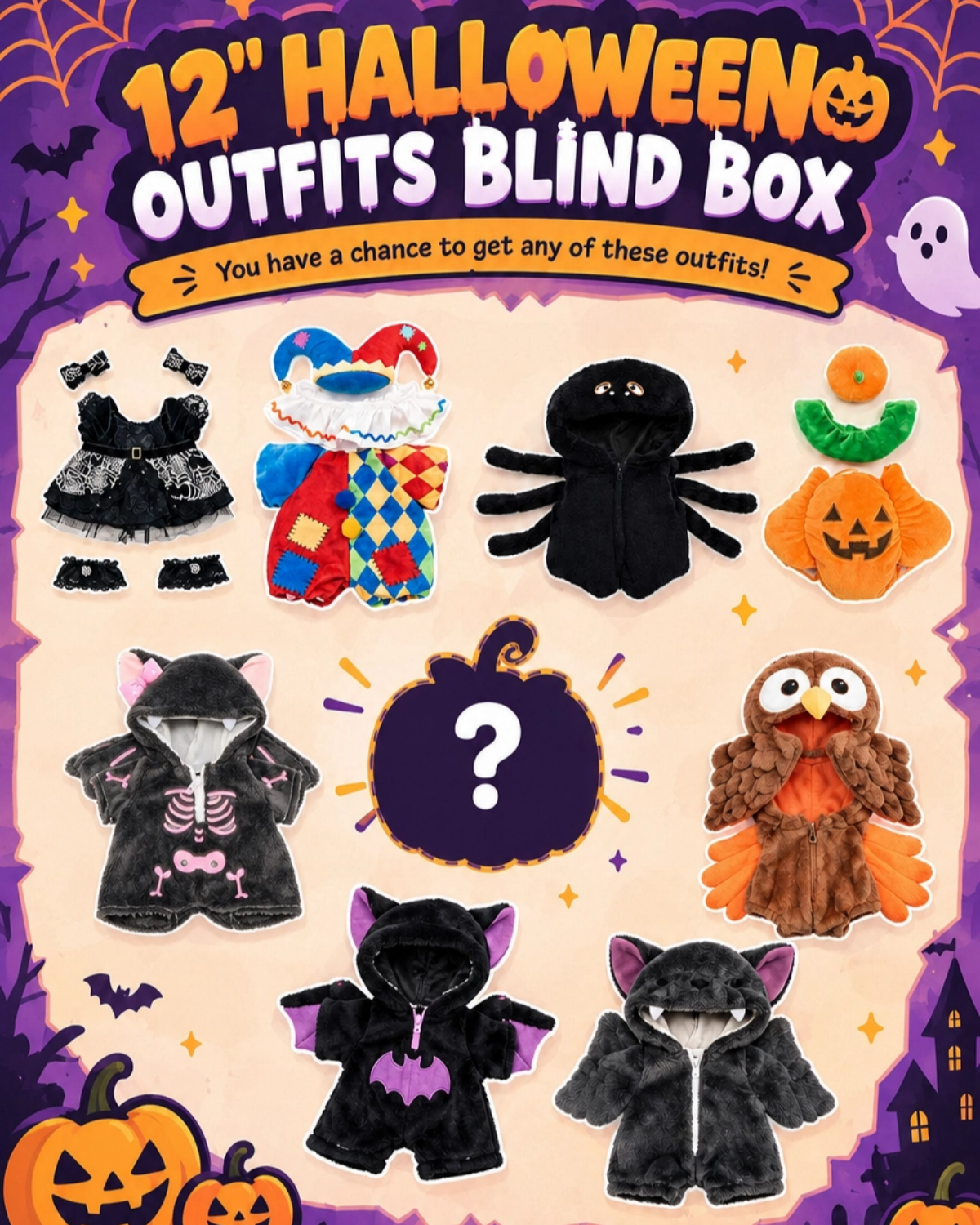 🎁🎃Getahug Halloween Surprise Outfit Blind Box | 12 Inches Teddy Bear Clothes