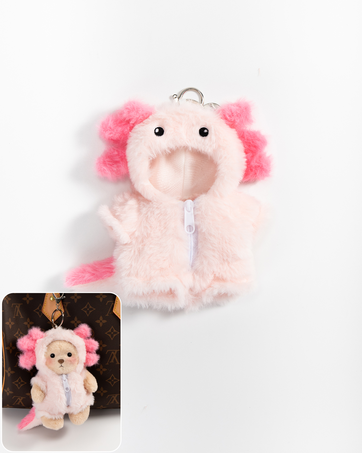 Axolotl Bag Charm Keychain (Outfit Only) | 5.9 Inches Mini Teddy Bear Plush Animal Clothes