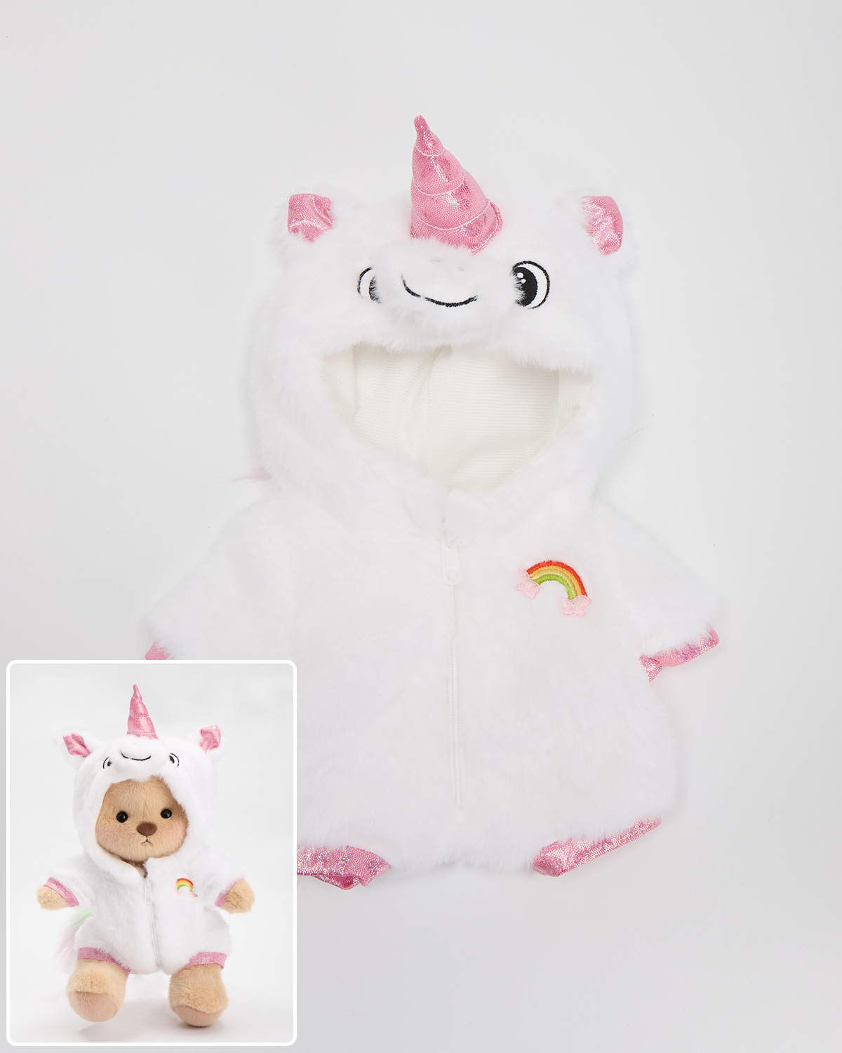 White Unicorn Onesie (Outfit Only) | 12 Inches Stuffed Animal Clothes