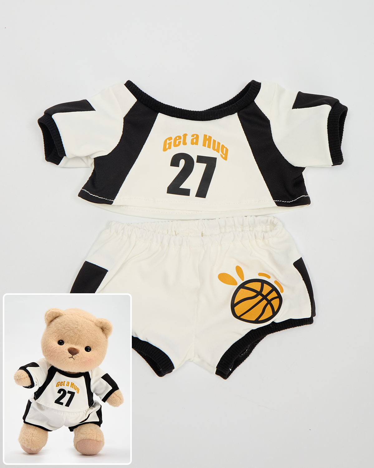 No. 27 White Basketball Jersey Set (Outfit Only) | 12 Inches Stuffed Animal Clothes