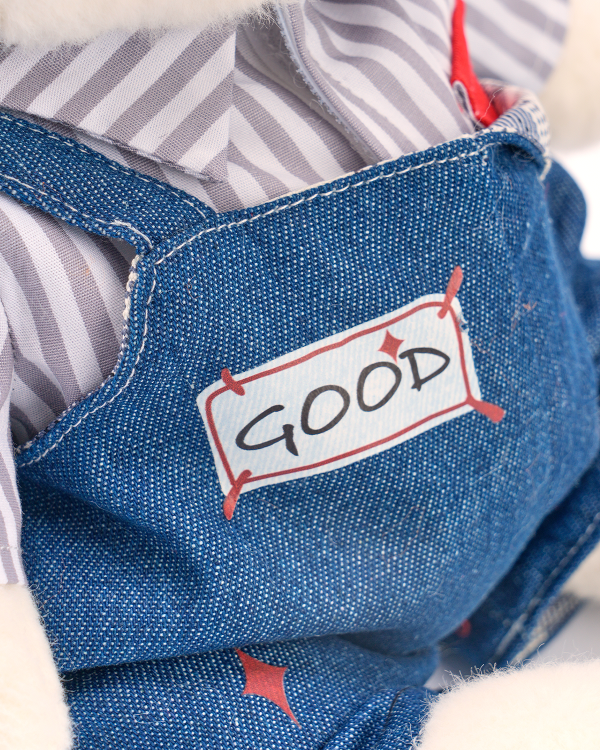 Getahug Red Puppy Hat Blue Overalls Bear | Handmade Jointed Teddy Bear Gift