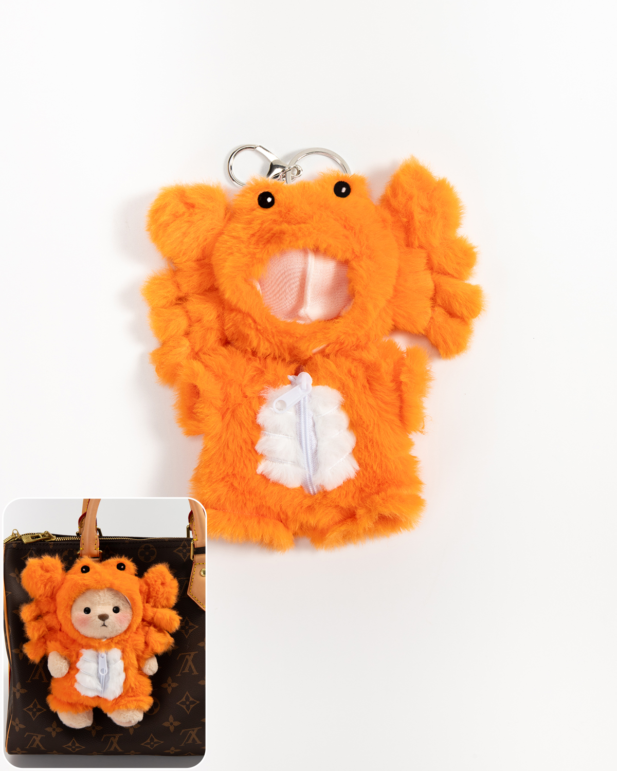 Crab Bag Charm Keychain (Outfit Only) | 5.9 Inches Mini Teddy Bear Plush Animal Clothes