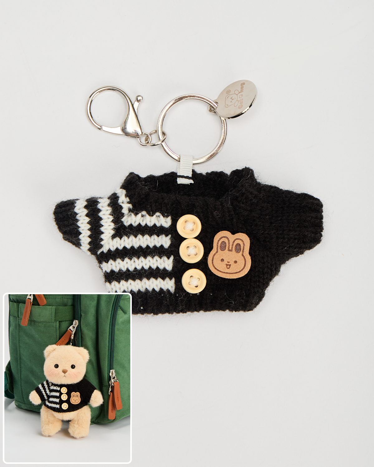 Black Sweater Keychain (Outfit Only) | 5.9 Inches Mini Teddy Bear Clothes