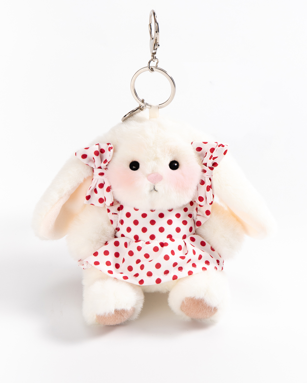 Getahug Sunny Polka Dot Dress Mini Bunny Keychain | 5.9 Inches Plush Bag Charm Gift