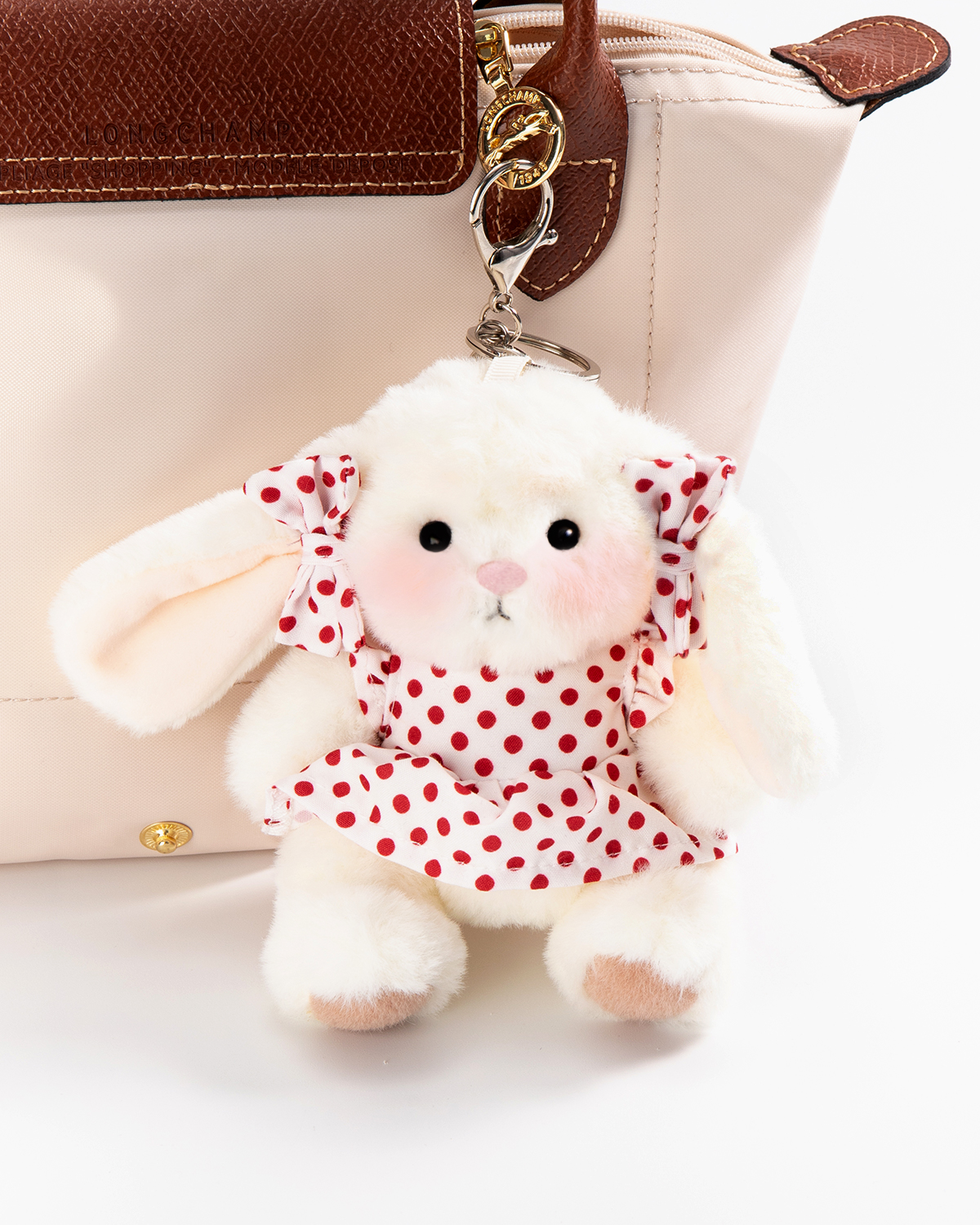 Getahug Sunny Polka Dot Dress Mini Bunny Keychain | 5.9 Inches Plush Bag Charm Gift