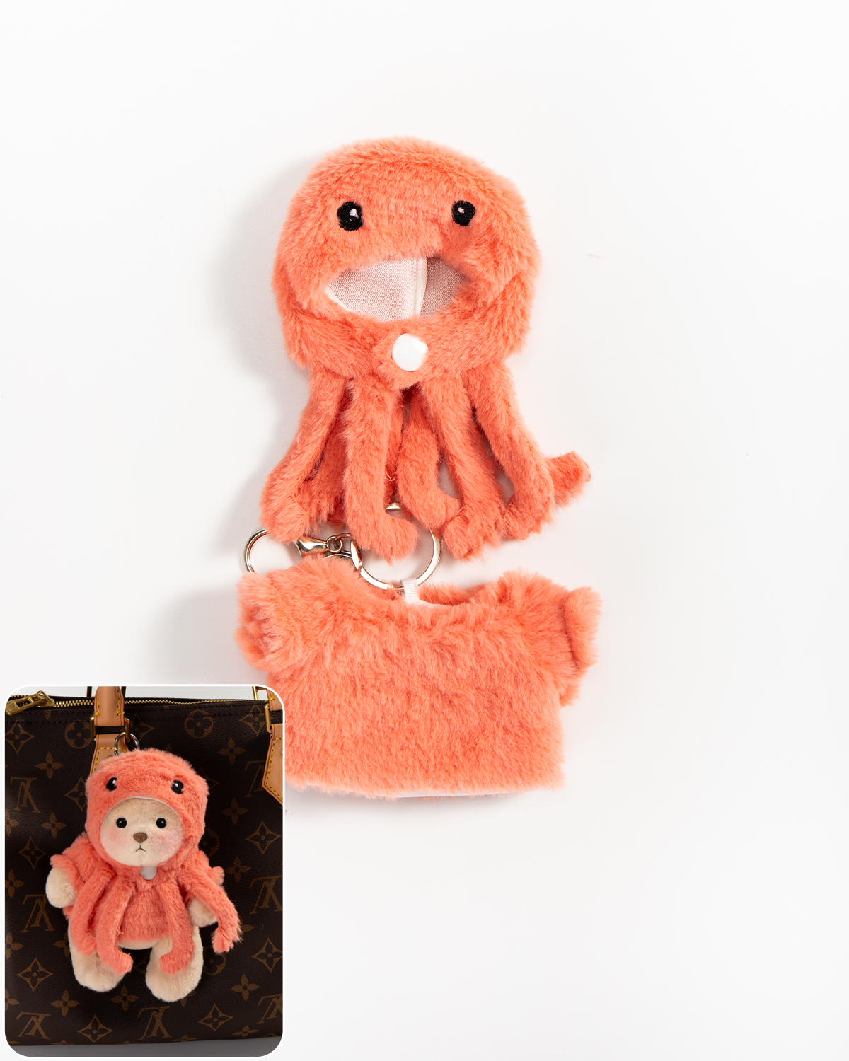 Getahug Octopus Mini Bear Keychain | 5.9 Inches Plush Bag Charm Stuffed Animal Gift