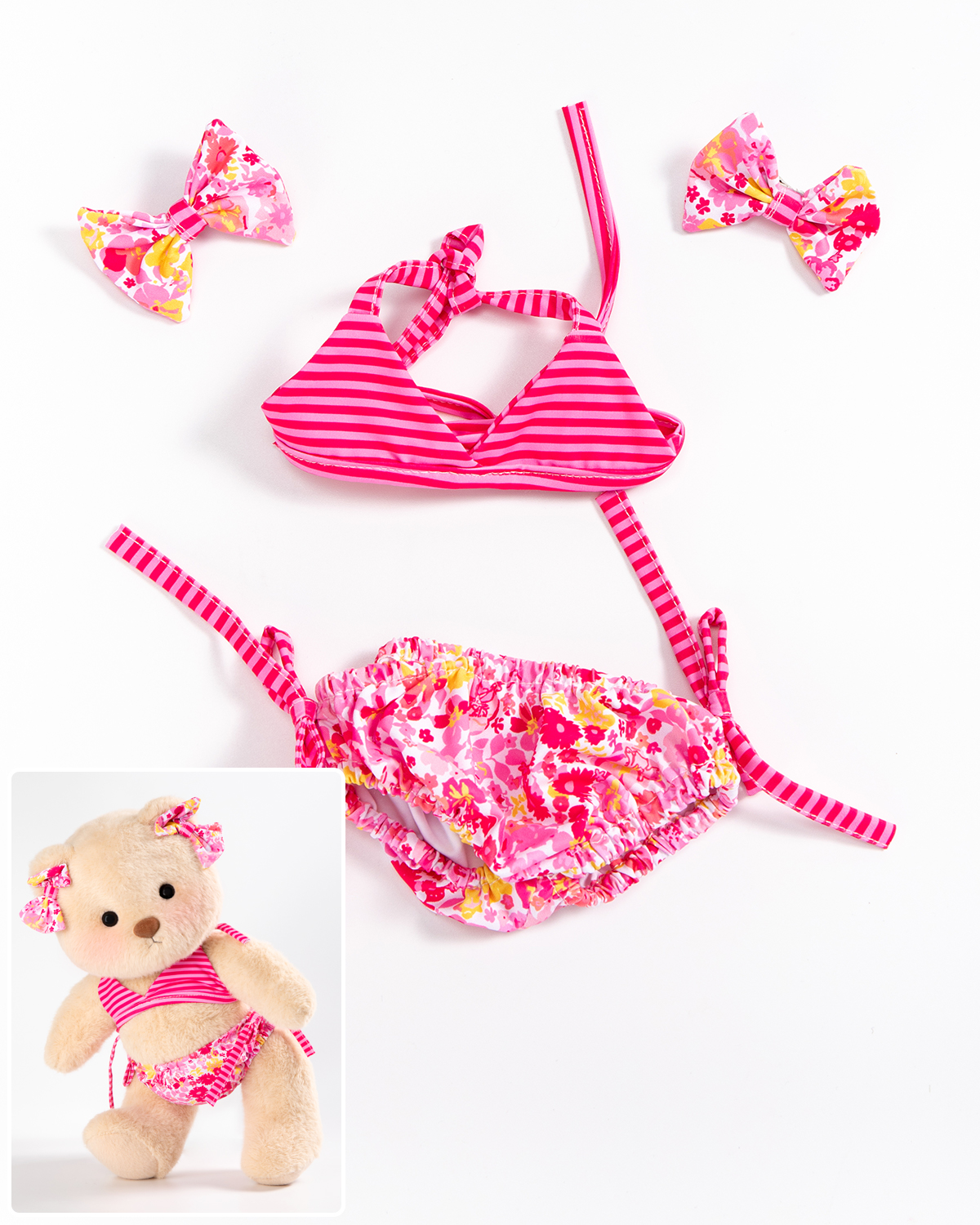 Pink Paradise Bikini Set (Outfit Only) | 12 Inches Stuffed Animal Clothes