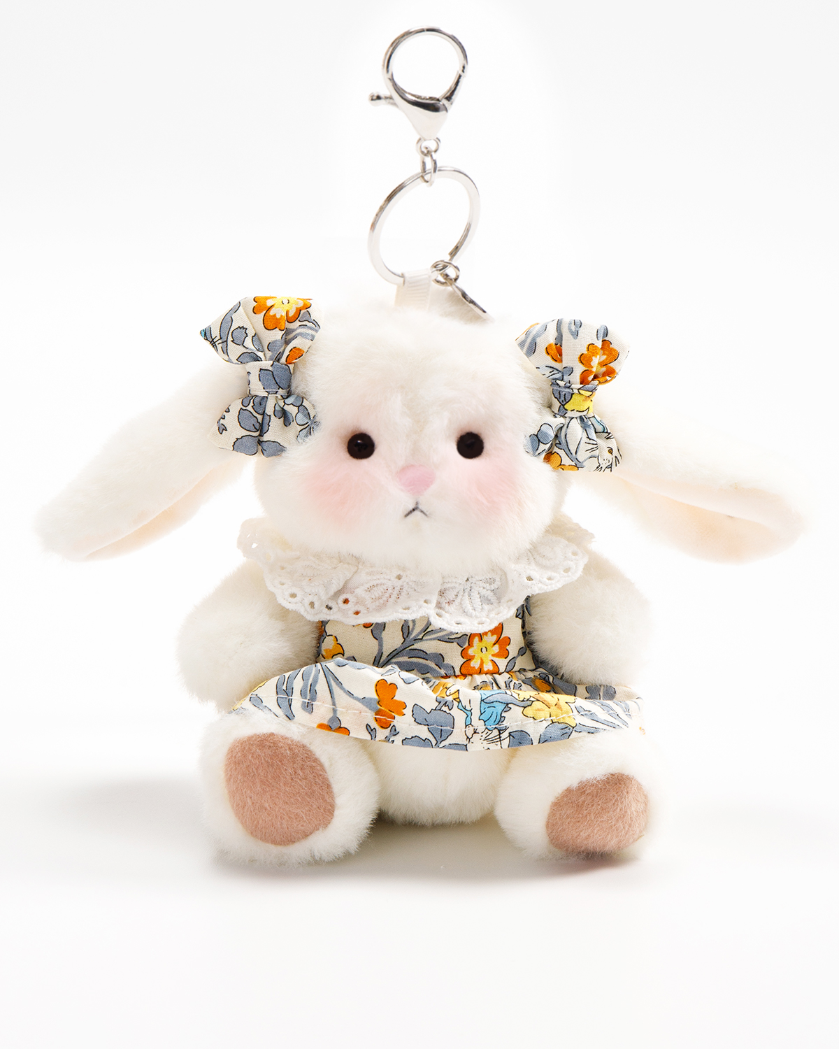 Getahug Sunny Floral Dress Mini Bunny Bag Charm | 5.9 Inches Soft Plush Keychains Gift