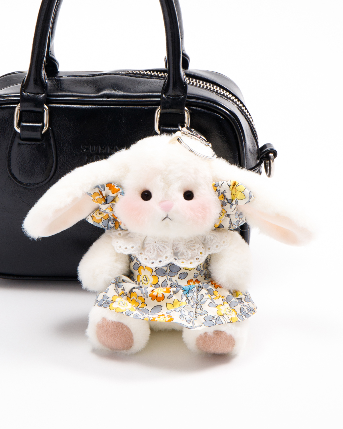 Getahug Sunny Floral Dress Mini Bunny Bag Charm | 5.9 Inches Soft Plush Keychains Gift