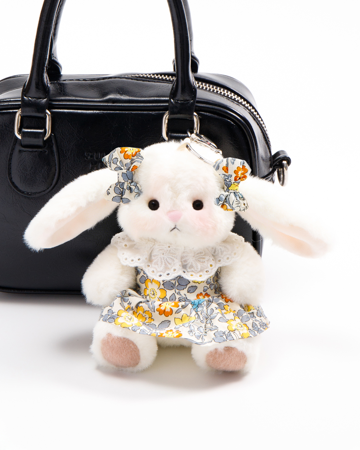 Getahug Sunny Floral Dress Mini Bunny Bag Charm | 5.9 Inches Soft Plush Keychains Gift