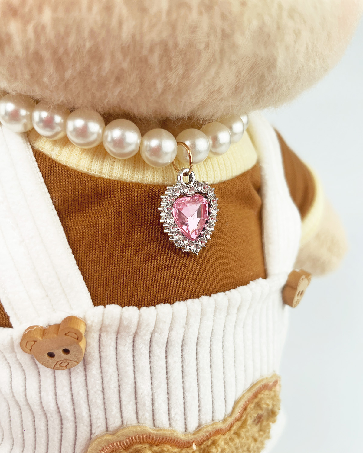 Pink Heart Pearl Necklace | Teddy Bear Clothes