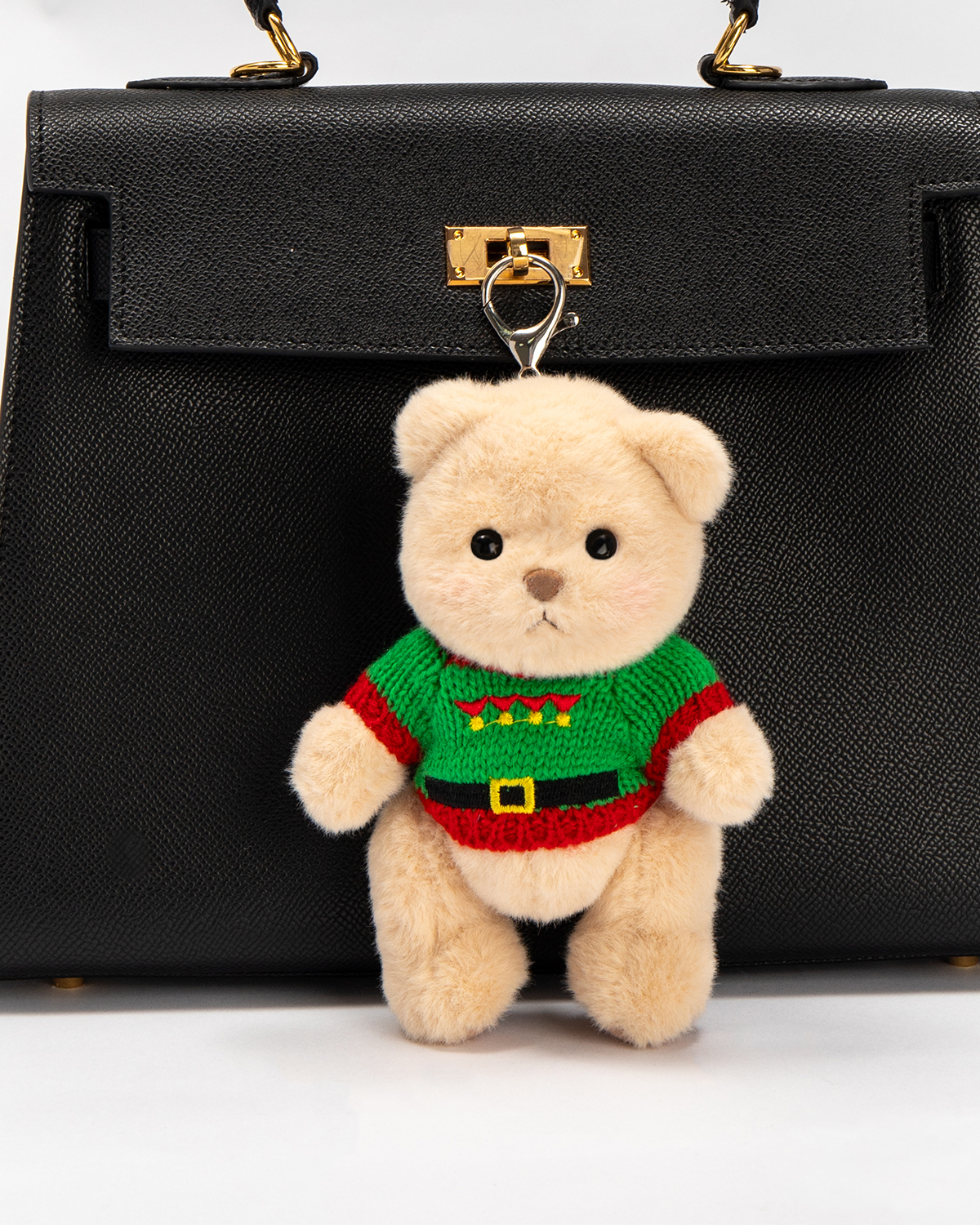 Getahug 5.9 Inches Christmas Santa Claus Sweater Brown Mini Bear Bag Charm Keychains Gift 