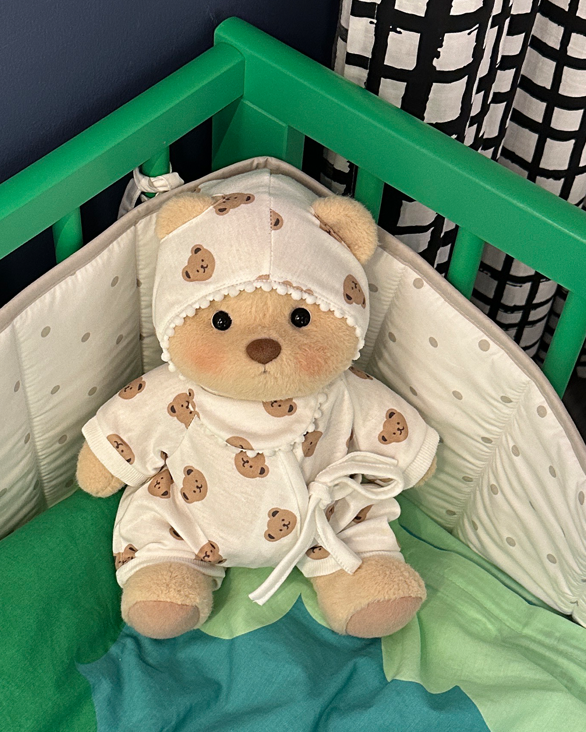 Getahug Adorable Pajamas White Teddy Bear | Handmade Jointed Toy Gift