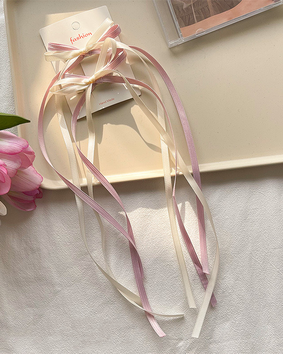 Pink Bow Ribbon Hairpin | Suitable for 12 Inches Stuffed Animals