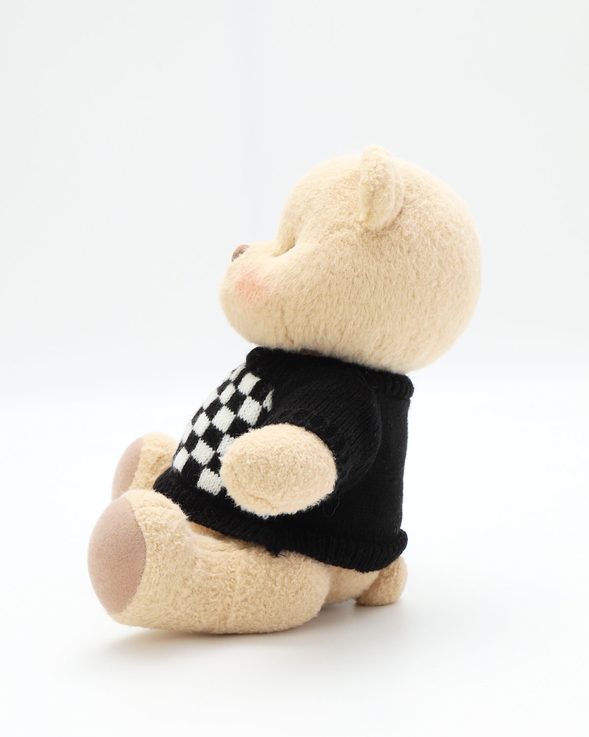Getahug Black and White Checkered Sweater Bear | Handmade Jointed Stuffed Animal Gift