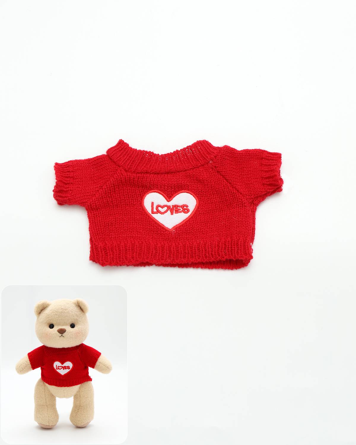 Red Love Sweater (Outfit Only) | 12 Inches Stuffed Animal Clothes