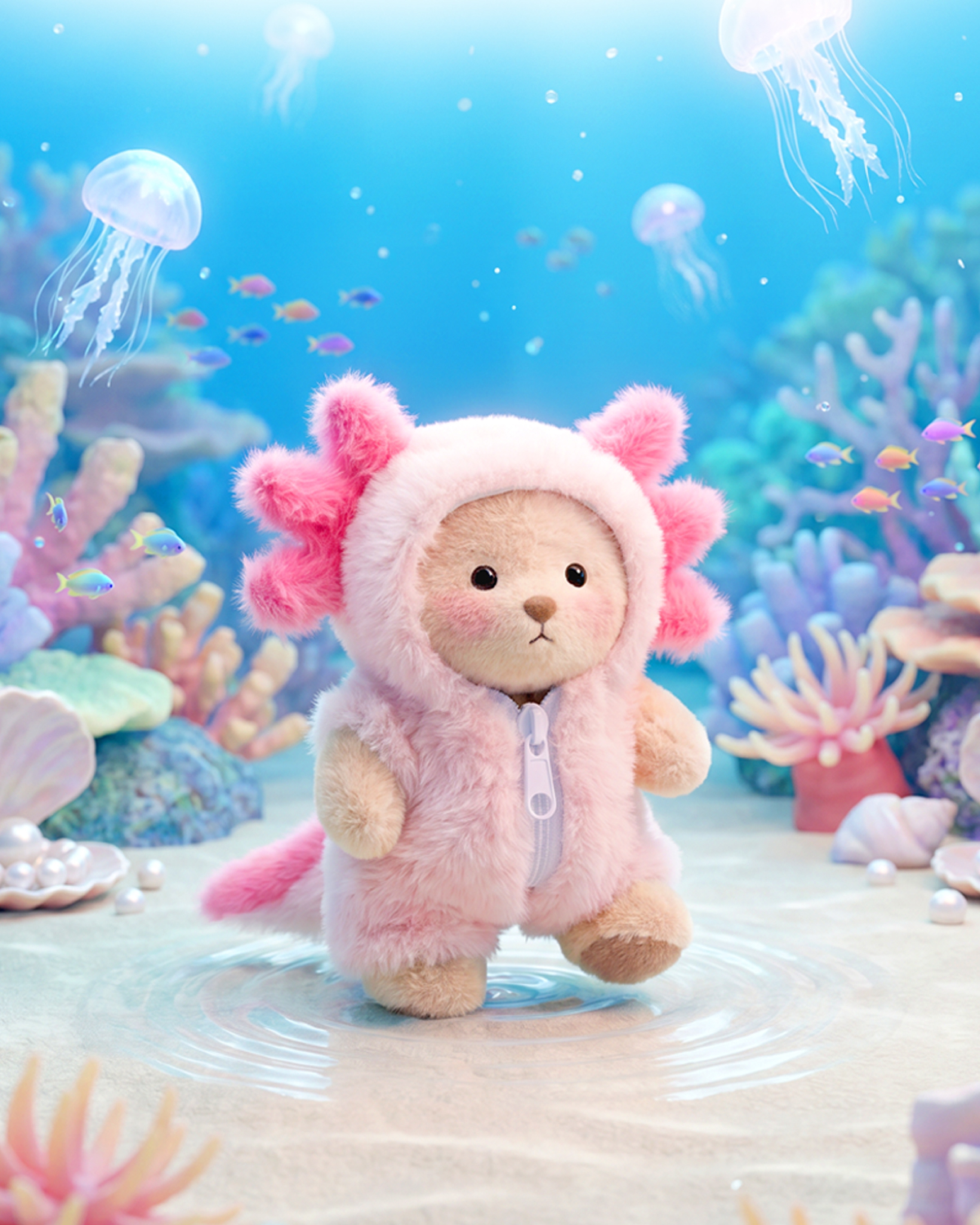 Getahug Axolotl Mini Bear Keychain | 5.9 Inches Plush Bag Charm Stuffed Animal Gift