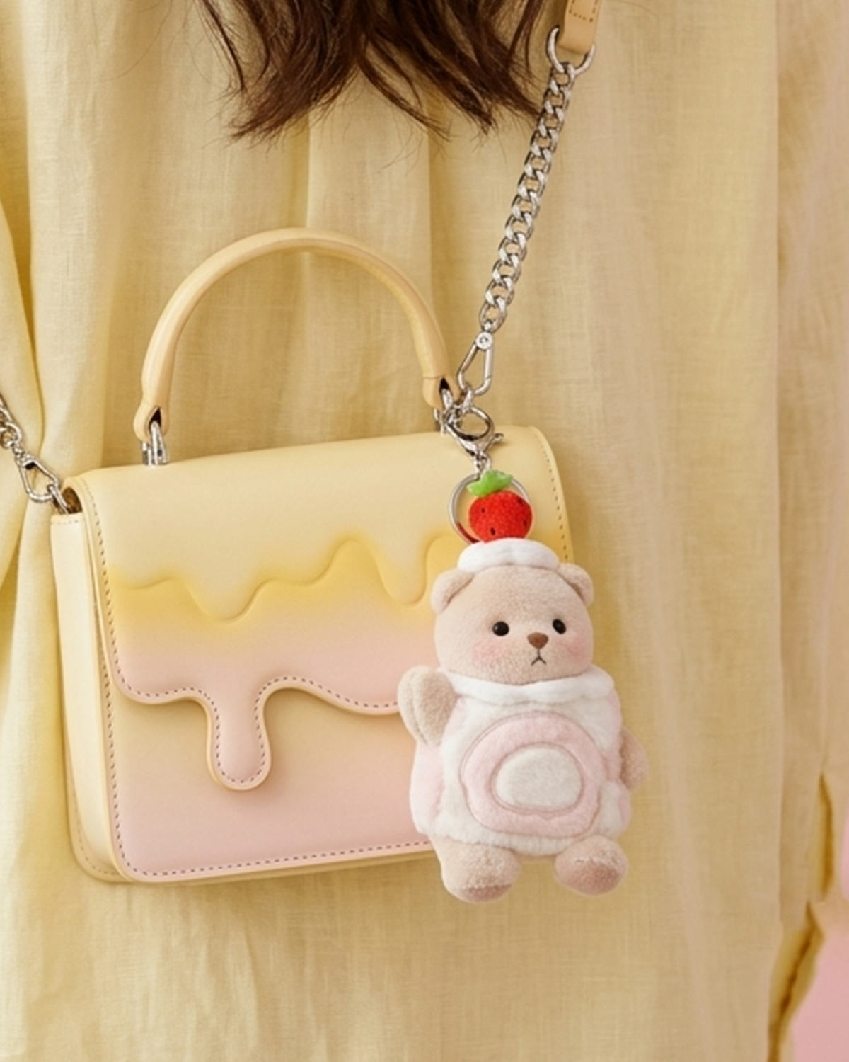 Getahug Swiss Roll Mini Bear Keychain | 5.9 Inches Plush Bag Charm Stuffed Animal Gift
