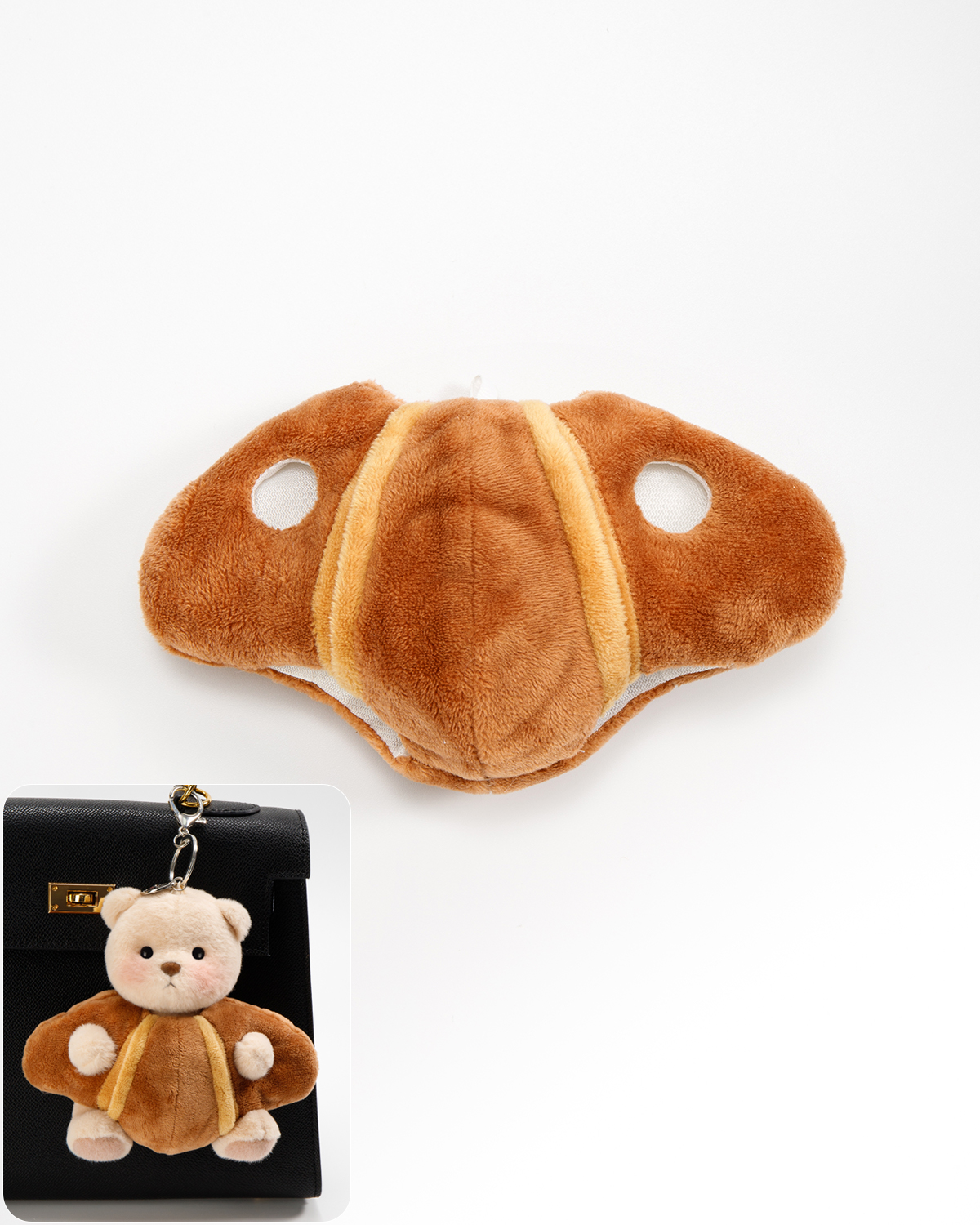 Croissant Bag Charm Keychains (Outfit Only) | 5.9 Inches Mini Teddy Bear Plush Animal Clothes