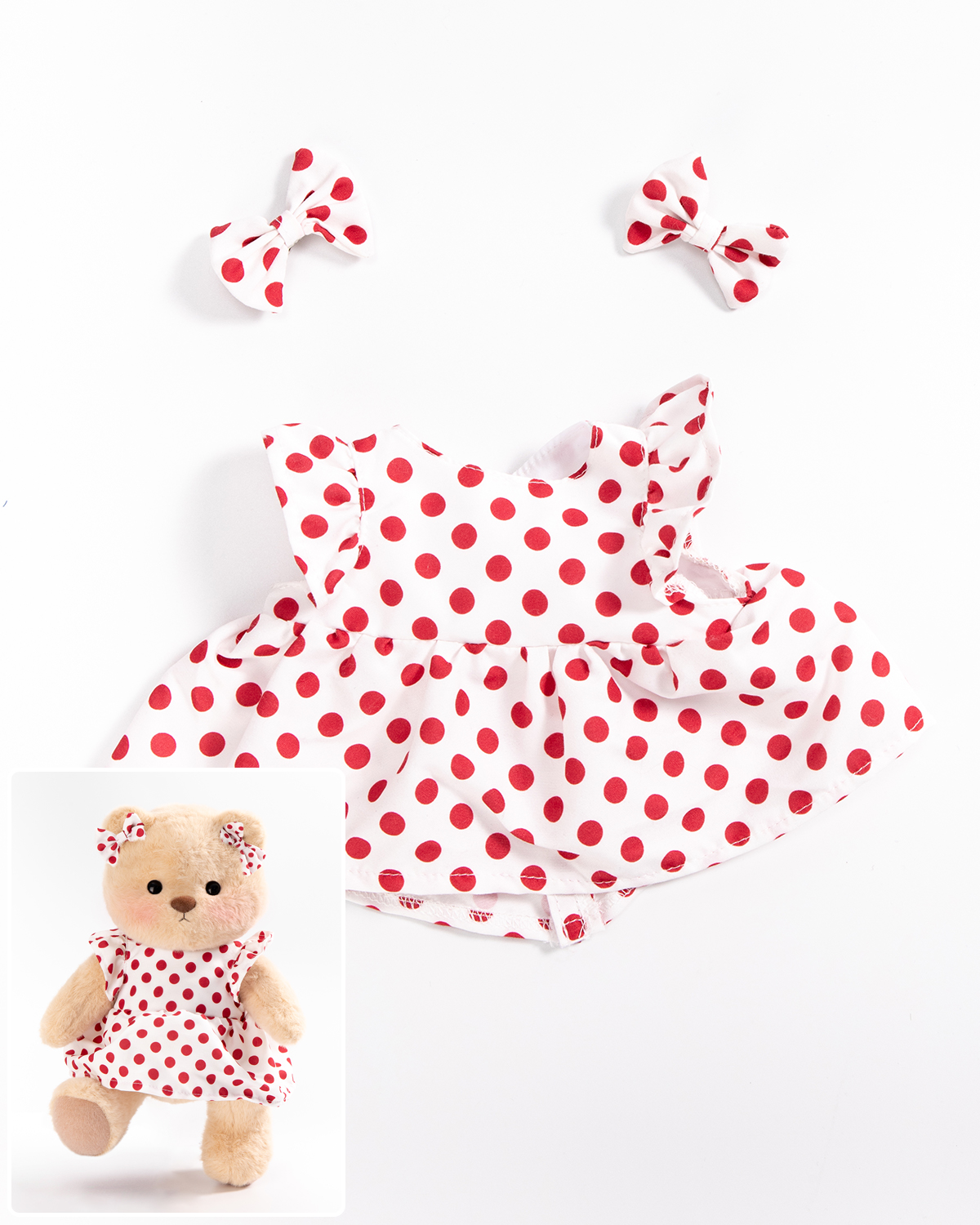 Sunny Polka Dot Dress (Outfit Only) | 12 Inches Stuffed Animal Clothes