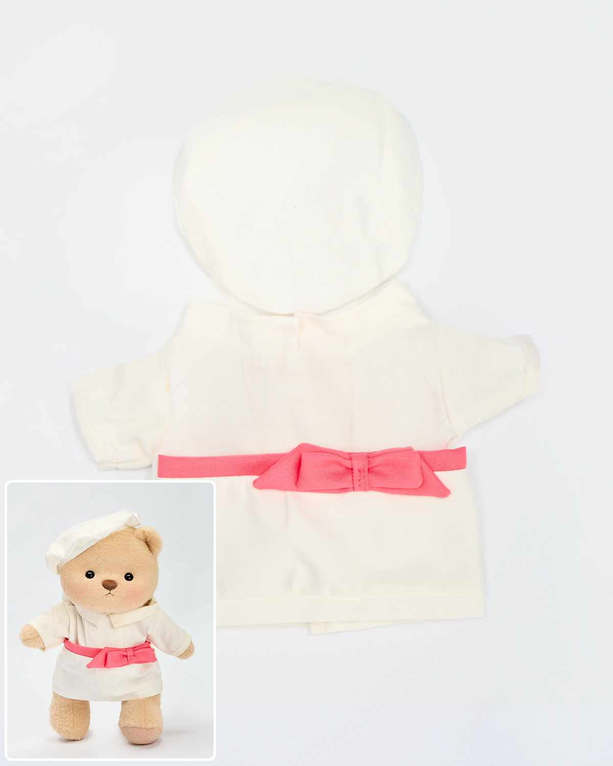 Getahug Pink Bow Female Chef Bear | Handmade Jointed Teddy Bear Gift