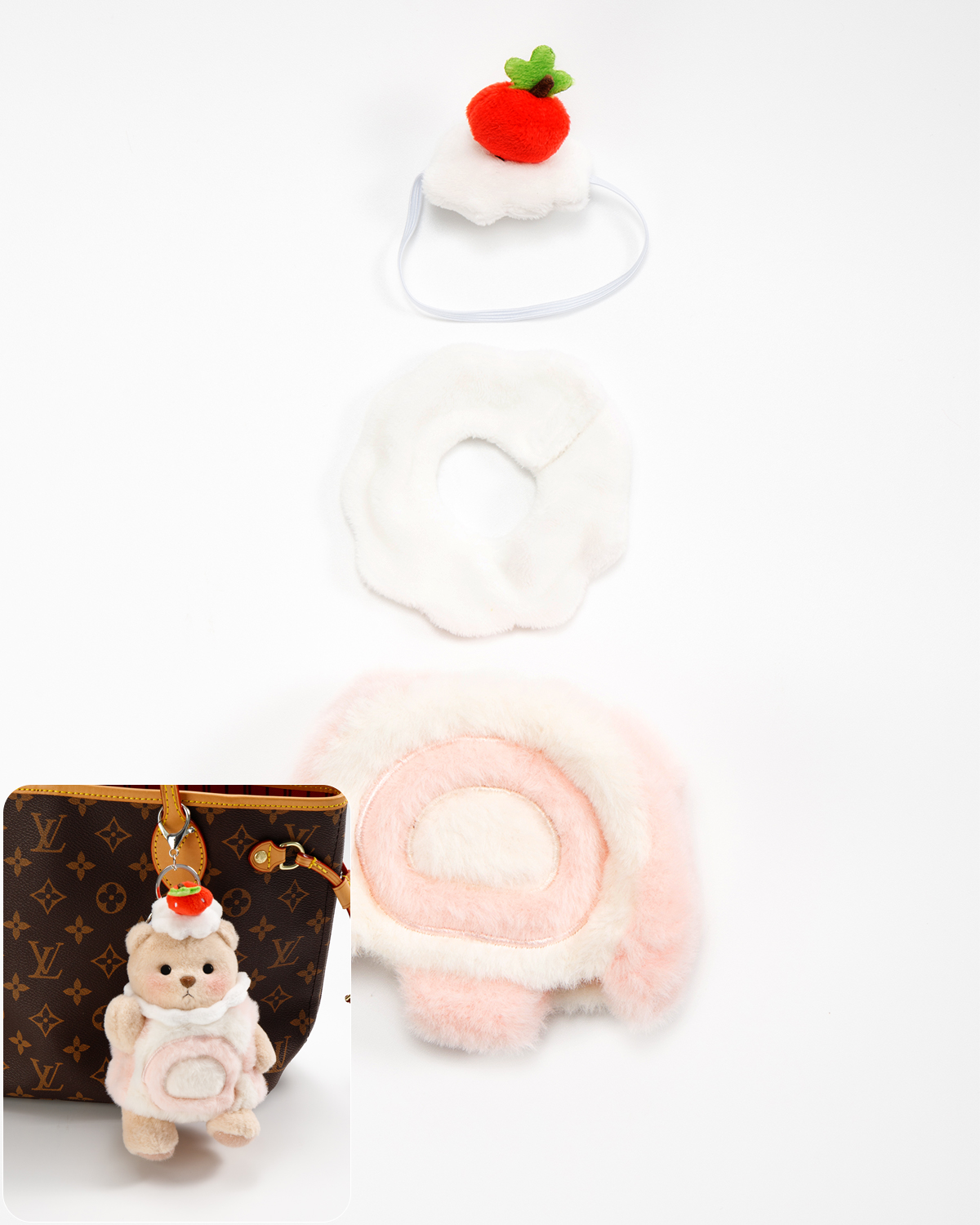 Swiss Roll Bag Charm Keychains (Outfit Only) | 5.9 Inches Mini Teddy Bear Plush Animal Clothes