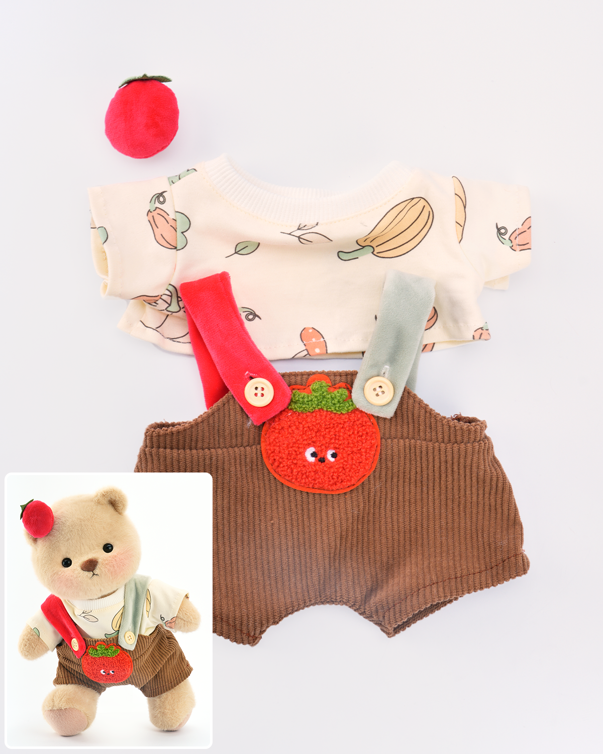 🍅Tomato Overalls Set (Outfit Only) | Teddy Bear Clothes