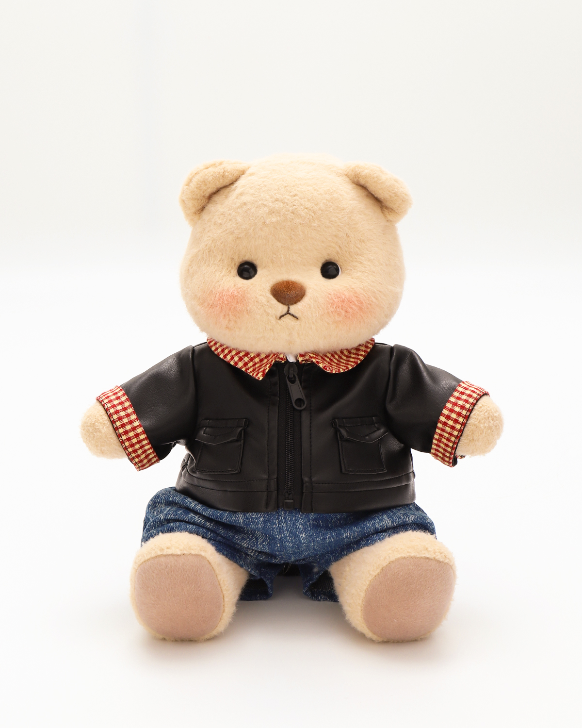 Getahug Black Leather Jacket Bear | Handmade Jointed Stuffed Animal Gift