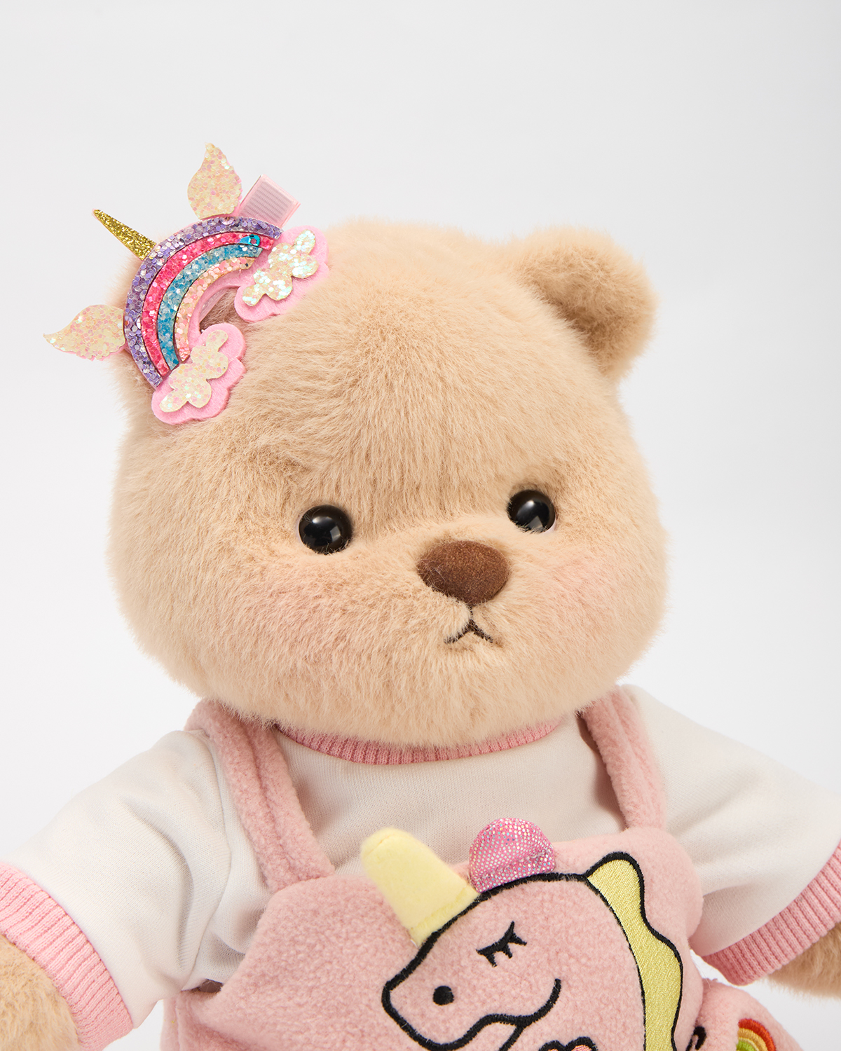 Getahug Pink Unicorn Overalls Bear | Handmade Jointed Stuffed Animal Gift