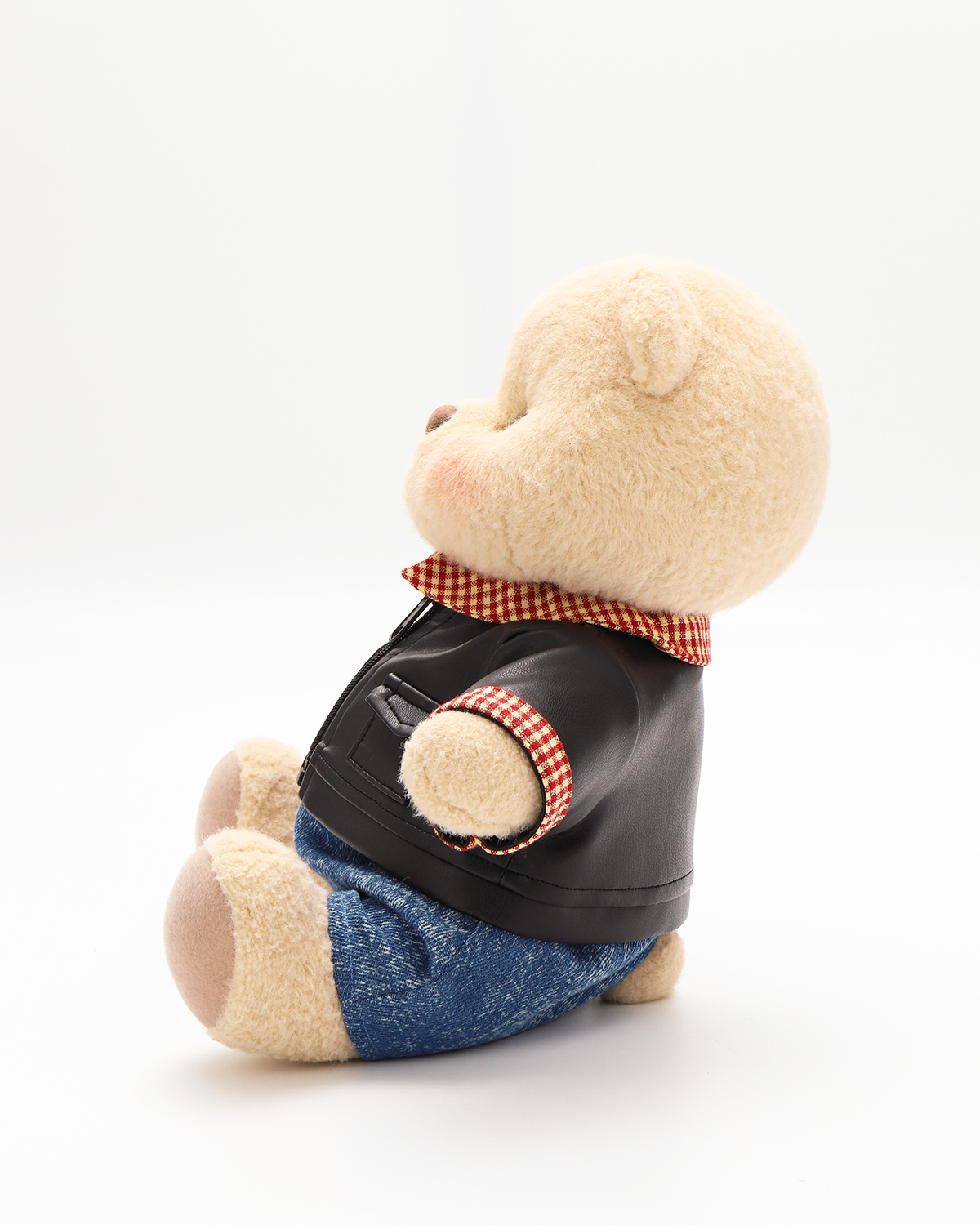 Getahug Black Leather Jacket Bear | Handmade Jointed Stuffed Animal Gift