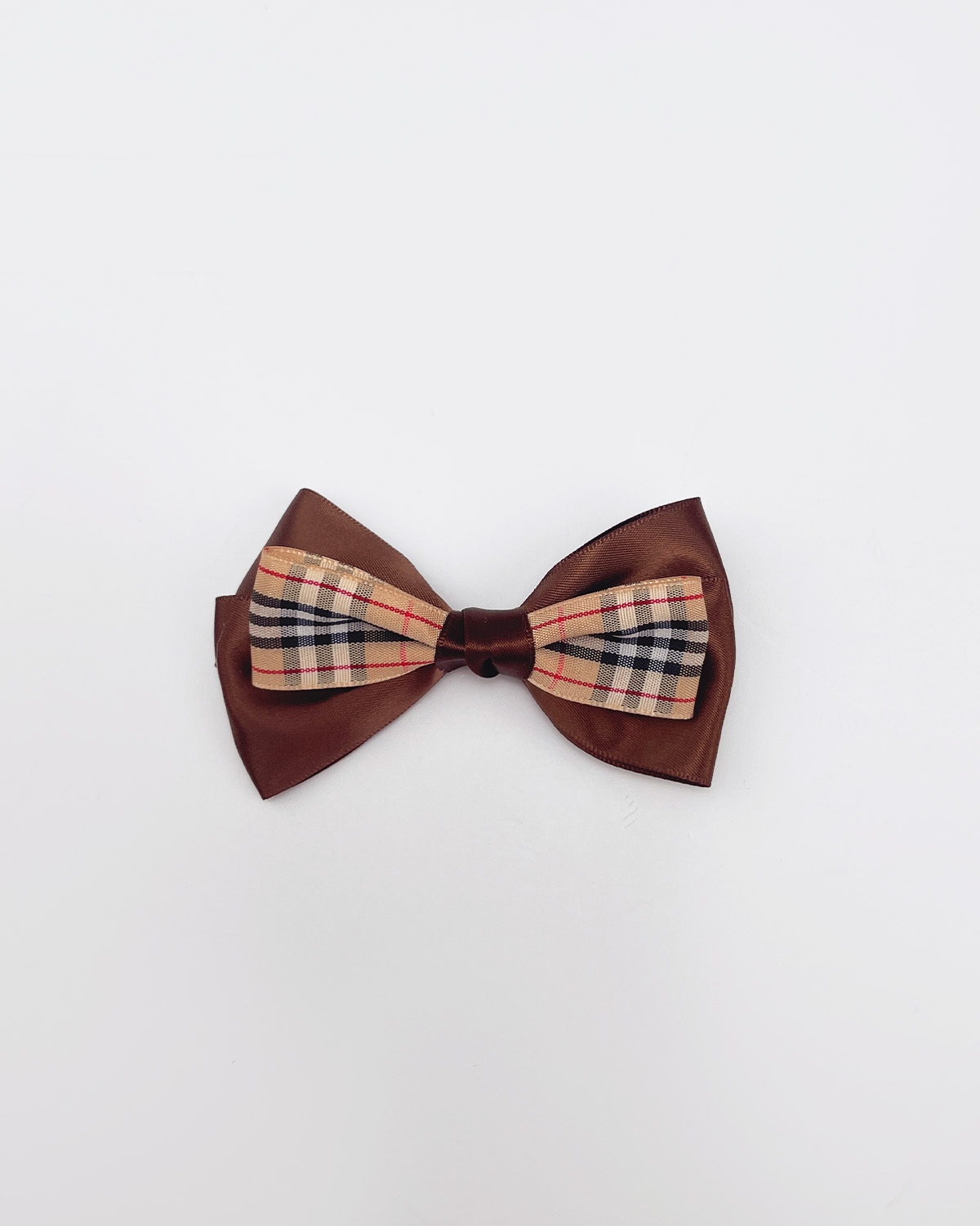 Brown Plaid Bow Clip | Teddy Bear Clothes