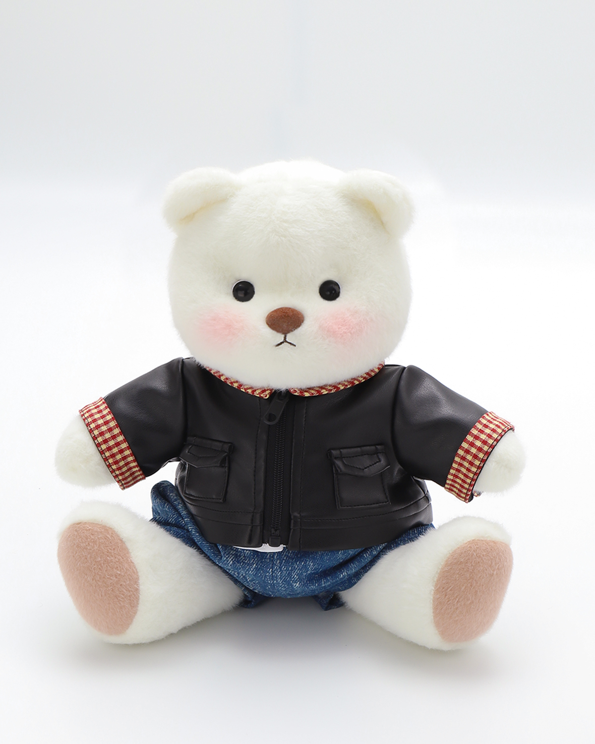 Getahug Black Leather Jacket Bear | Handmade Jointed Stuffed Animal Gift