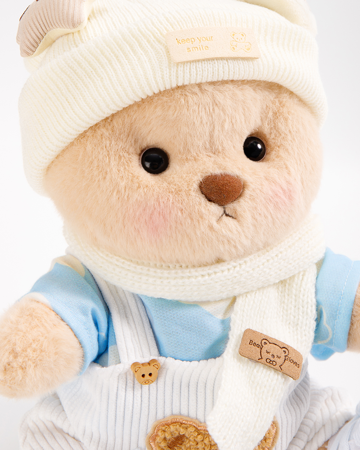 Getahug White Overalls Cool Bear | Handmade Jointed Teddy Bear Gift