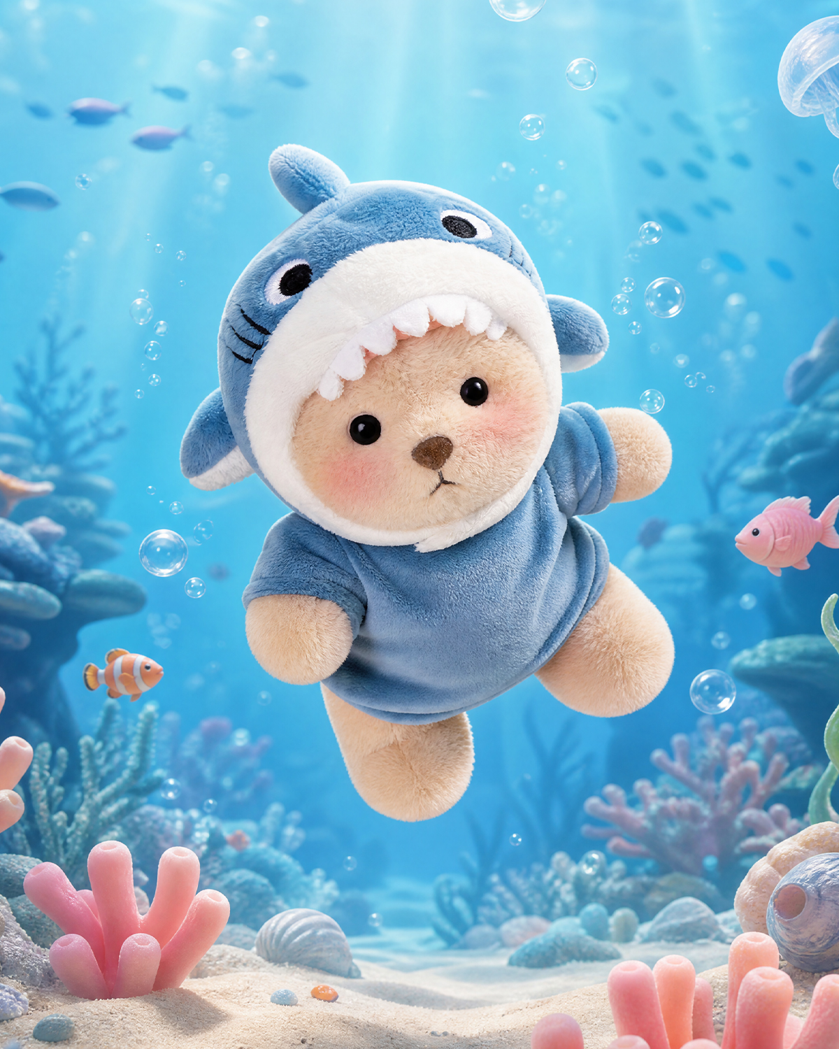 Getahug Shark Mini Bear Keychain | 5.9 Inches Plush Bag Charm Stuffed Animal Gift