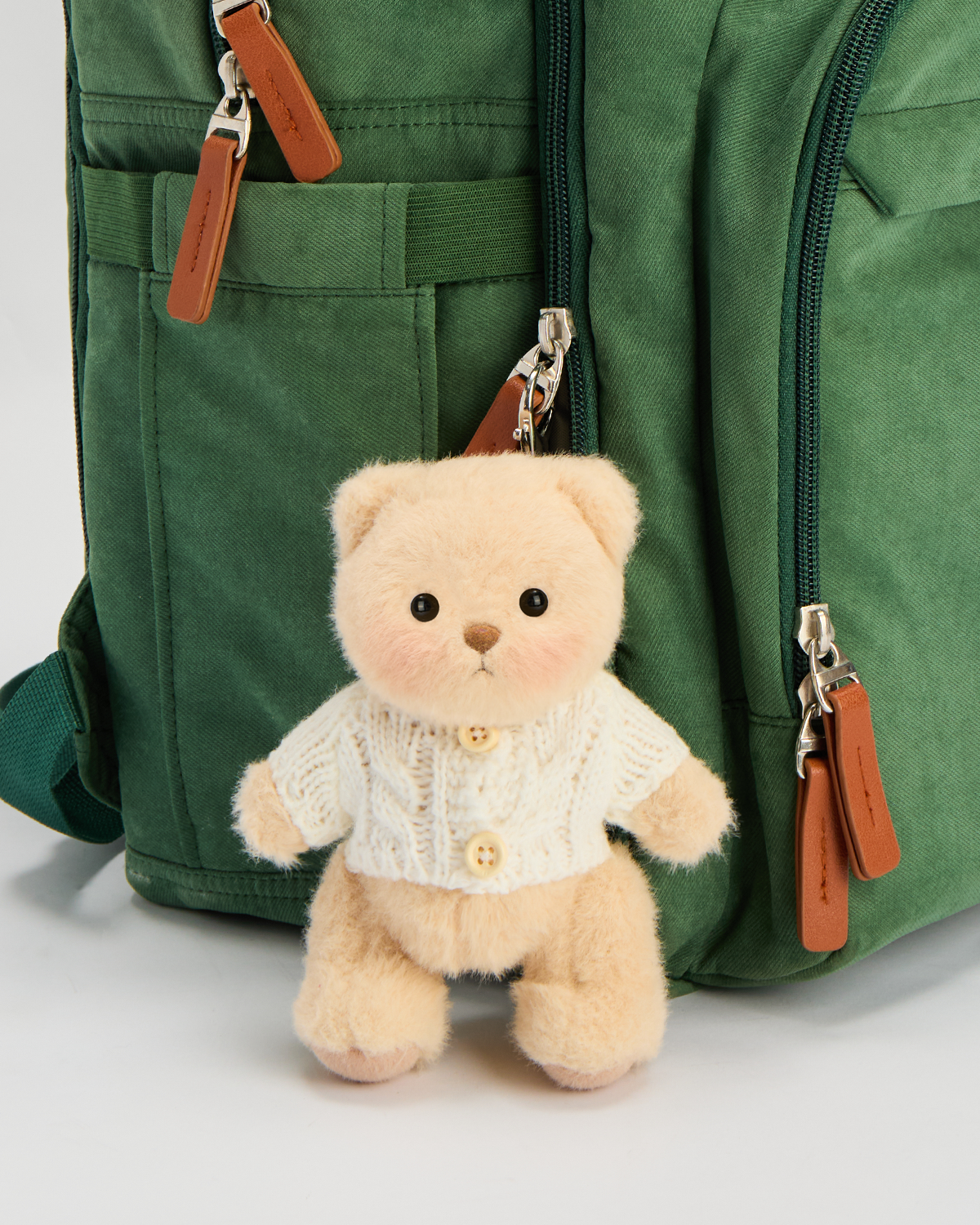 Getahug 5.9 Inches White Sweater Brown Mini Bear Pendant Keychain Gift